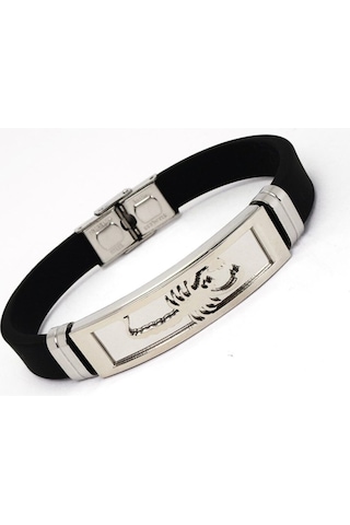 Beyaz Akrep Figürlü Kauçuk Çelik Erkek Bileklik Çelik