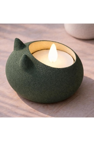 Modern Tasarım 2'li Tealight Seti: Mat Dokulu Kedi