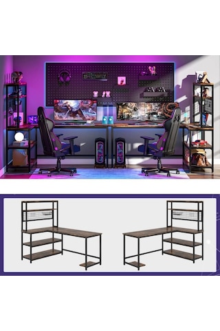 Ters Çevrilebilir L Şeklinde Masa Ceviz - Ceviz