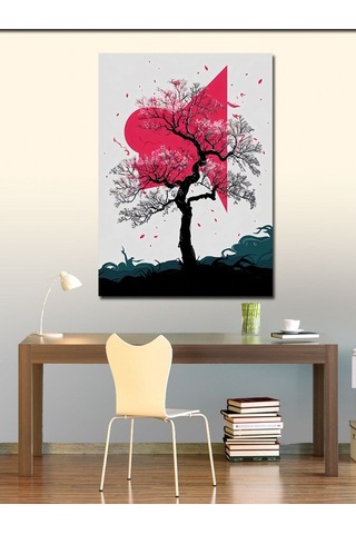 Kanvas Tablo Ağaç Ve Kırmızı Güneş 50cmx70cm