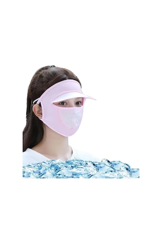 Primepickings Açık Güneş Koruyucu Yüz Maskesi - Tam Yüz Buz Ipek Nefesli - Mavi Ve Pembe Renkler - Yurt Dışı Satış Altın