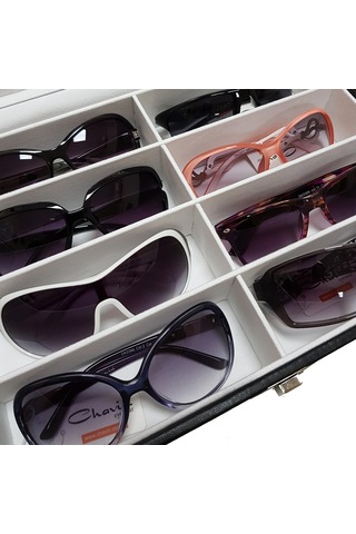 Chavin 8 Li Siyah Deri Ahşap Gözlük Kutusu St8-5