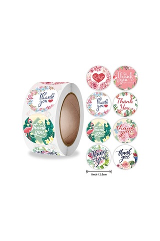 500 Sayım Bitkileri Teşekkür Eden Çıkarmalar Rulo Yuvarlak Hediye Paketleme Çıkartma Sızdırmazlığı Mevcut Kutu İçin Motif Etiketi Yapraklar Motif Etiketi B