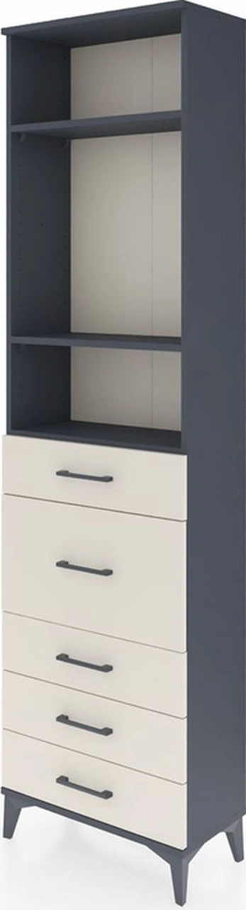 Arges Dolap 3 Raflı 5 Çekmeceli 60x30x221 Antrasit-aytaşı Antrasit