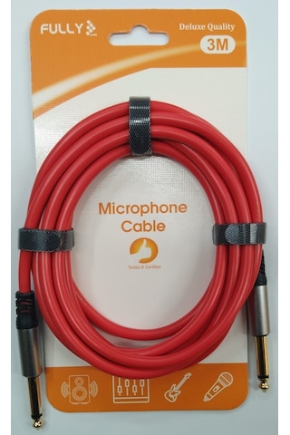6.3 Mm Kaliteli Mono Mikrofon / Enstrüman Kablosu 3 Metre - Kırmızı Adet / 1 Adet