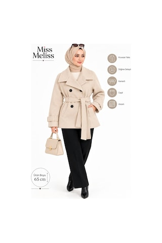Miss Meliss Kruvaze Yaka Kemerli Spor Kaşe Bej Bej