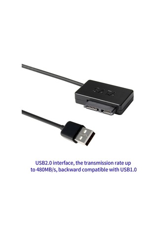 Besthome1 Dışarıdaki Laptoptan Optik Sürücü Kablosu Msata-sata 7+6pin Usb2.0'a Dönüştürücü 480mb/s Siyah 35cm