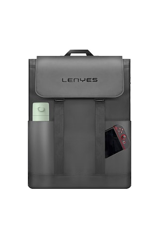 Lenyes Lb567 Dreamer Backpack Plus Serisi Su Geçirmez Deri Tasarımlı Omuz Askılı Sırt Çantası Siyah Siyah