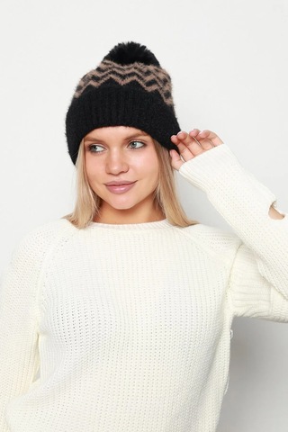 Zigzag Desenli Kadın Bere Rkş-19 Siyah Kahverengi Kahverengi