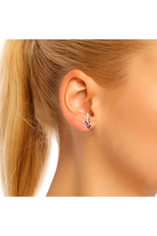 Chavin Melek Kanadı Ametist Taşlı Gümüş Küpe Bk88 (478255013)