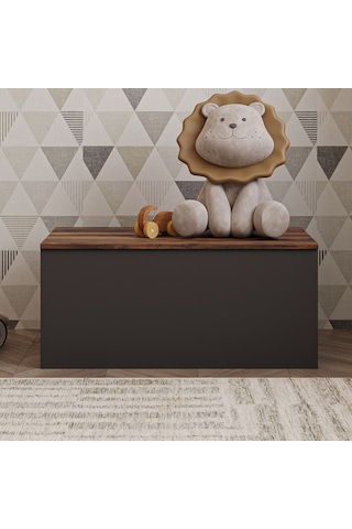 Florya Çok Amaçlı Oyuncak Ve Depolama Sandığı - Antrasit Ve Beyaz - 90 Cm - Antrasit