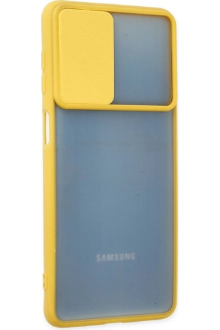 Cosmotex Newface Samsung Galaxy Uyumlu M52 5g Kılıf Palm Buzlu Kamera Sürgülü Silikon - Sarı