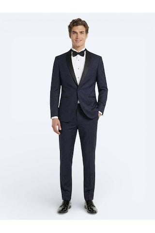 Saks Slim Fit Kelebek Yaka Dokuma Smokin Takım Elbise Saks