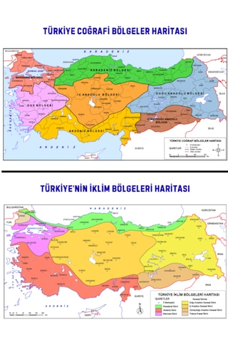 Laminasyonlu Türkiye Harita Seti Fiziki İller Bölgeler İklim 1