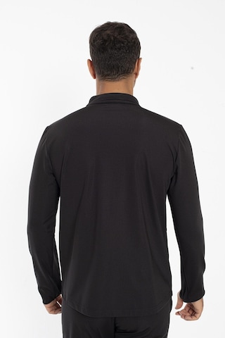 Erkek Dalgıç Parmaklıklı Spor Sweat Siyah
