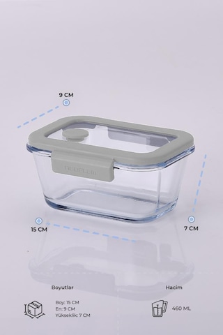 Neoflam Fika Glace Vakumlu Cam Saklama Kabı 460ml Gri