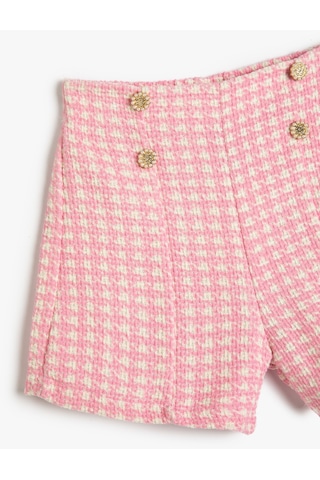 Koton Tüvit Şort Kazayağı Desenli Süs Düğme Detaylı Pembe Desenli 3skg40135aw 3SKG40135AW2D5 Pembe