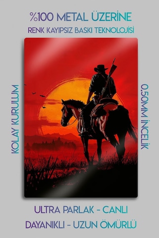 Metal Baskı Parlak Duvar Tablosu - Rdr2 - Red Dead Redemption 2, Oyun Posteri