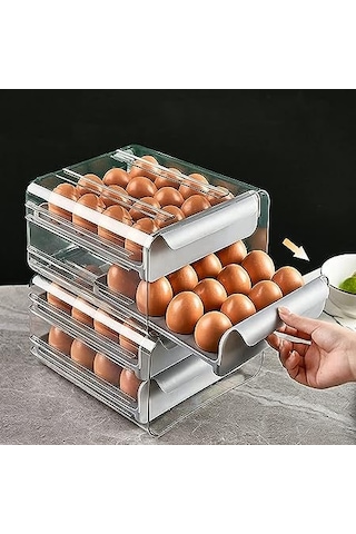 Gajeena 32'lik Plastik Yumurta Saklama Kabı, Soğuk Tutma, Kırılmaz, Mutfak Ve Buzdolabı İçin, Koyu Gri, 23.5x21.5x13.5 Cm Diğer