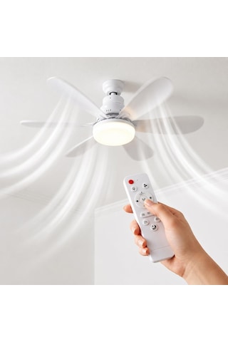 Coverzone 40w Tavan Tipi Fan Uzaktan Kumandalı Led Aydınlatmalı 52 Cm Pervane 3 Kademeli Hız Ayarlı Beyaz Doğal S Diğer