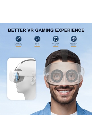 Startrc Oyunları 1 Çift Meta Quest 3 Anti-mavi Işık Çizilmez Lens Koruyucu Kapak Seti