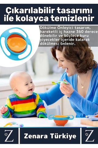 Premium Bpa Free Pratik Kolay Temizlenir Dönen Tasarım Eğlenceli Dökülmeyen Bebek Mama Kasesi Çok Renkli
