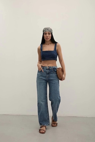 Premium Mide Blue Mom Fit Jeans Mide Blue