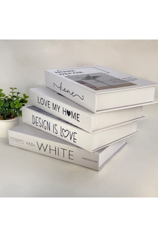 Bakgelal Kitap Görünümlü Dekoratif Saklama Kutusu 4'lü Set