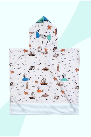 Bebek Çocuk Panço 4-6 Yaş Plaj Havlusu Marine