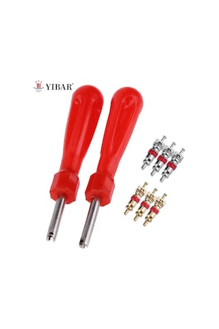 Lasonstiges 5 Adet Vana + 1 Adet Tornavida Çekirdek Araba Bisiklet Lastiği Soyucu Vana Sökme Ajanı Onarım Aracı