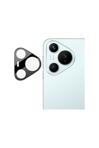 Huawei Pura 70 Uyumlu Siyah Çerçeveli Kamera Lens Koruyucu Temperli Cam