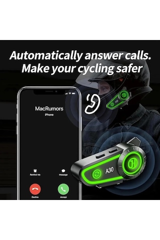 Miaxtreme A30 2x Eşleşmeli Intercom Motor Kurye Kask Bluetooth Kulaklık