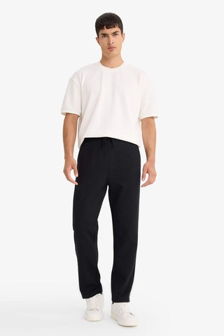 Defacto Regular Fit Beli Bağcıklı Düz Paça Waffle Eşofman Altı F0924ax25aubk81 Siyah-bk81
