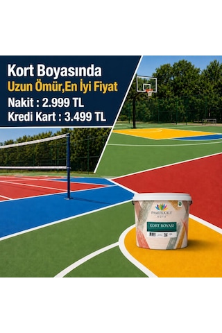 Pamukkale Silikonlu Tenis Kort Zemin Boyası 15 Lt Ral 1023 Trafik Sarısı