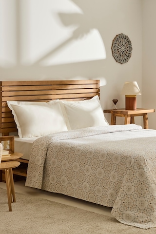 Kaşmir Home Desti %100 Pamuk Çift Kişilik Pike Bej Bej