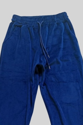 Najmaddin.com Tedar Parlak Kadife Cepli Pantolon Eşofman Pijama Altı Unisex Lastikli Paça Lacivert Najmaddin