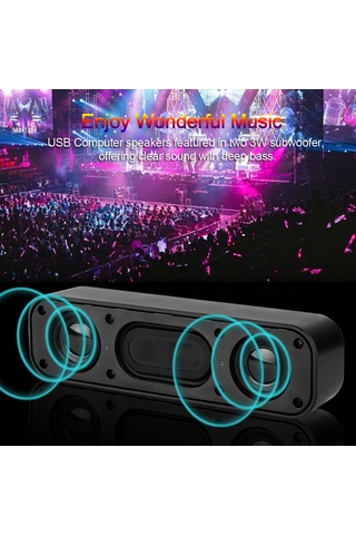 Kangvka Hk-5008 Usb Hoparlör, 2x3w Subwoofer İle Bilgisayar/laptop İçin, Plug & Play, Siyah, 5v Usb Beslemeli