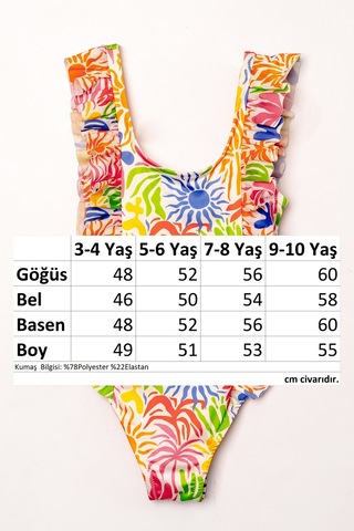 Uv Korumalı Askılı Mayo Kız Çocuk Yüzücü Mayo 5569 Turuncu Turuncu