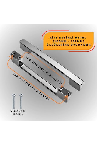 Köprü Kulp Dolap Çekmece Kulbu Metal Kulp 192 Mm 10 Adet Krom
