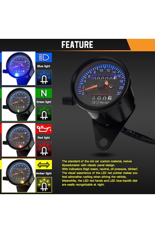 Cafe Racer Retro Özel Motosiklet Mekanik Kilometre K20477