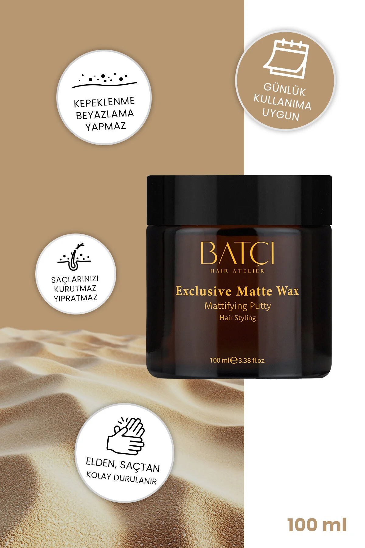 Exclusive Matte Kum Içerikli Yumuşak Sürüm Güçlü Tutucu Mat Wax 100 Ml