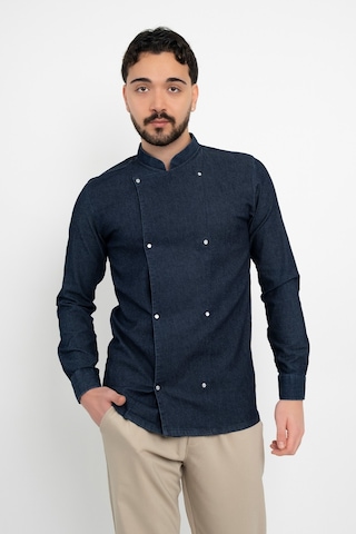 Şeffaf Düğmeli Kot Denim Aşçı Şef Ceket Aşçı Uniforma Chef Ceket Personel Kıyafeti