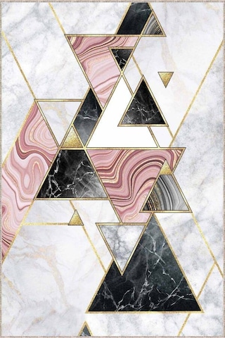 Pembe Gold Kaymaz Geometrik Özel Ölçü Rulo Yolluk Ar451n11 Gold - Pembe