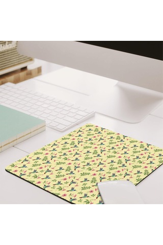 Hummingbird Desenli Mouse Pad, Kaymaz Kauçuk Taban, Su Geçirmez, Pürüzsüz Dokulu, 27x32cm-a6