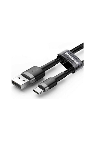 Baseus Catklf-cg1 2 M Cafule Cable 2A Type-C Şarj Kablosu Gri Siyah