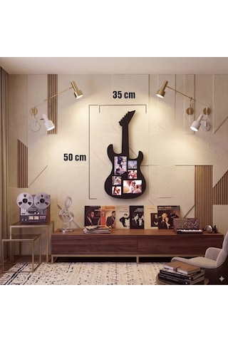 Znv Zenvia Mey İthalat Modern Rock Serisi: Siyah Lazer Kesim Gitar Figürlü Çoklu Anı Çerçevesi 35x50cm Znv2025 6446404