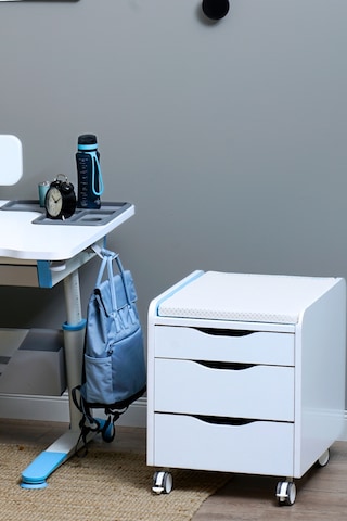 Creo Mobili Çekmeceli Tekerlekli Sirius Keson, Oturulabilir Ofis Ve Ev Komodini, Beyaz/beyaz