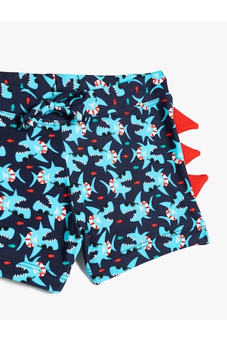 Koton Köpek Balığı Baskılı Beli Bağlamalı Deniz Şortu Lacivert Desenli 5skb00005mm Lacivert Desenli