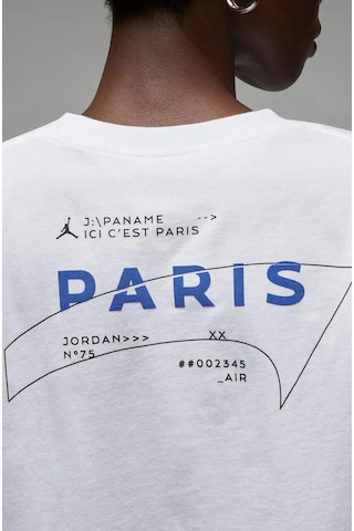 Nike Jordan Paris Saint-germain Graphic White Loose Fit Short-sleeve Tshirt Kadın Grafik Baskılıtişört Beyaz