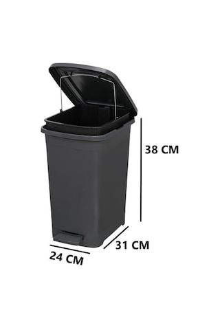 Omnipazar Elf-i343 Slim Pedallı Plastik Çöp Kovası İç Kovalı 15 Lt Antrasit